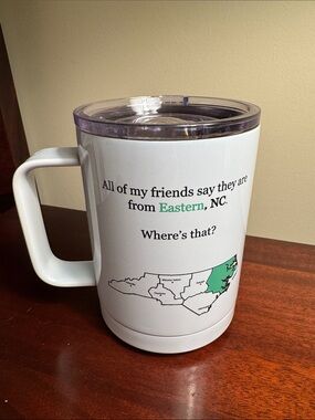 Eastern North Carolina Polar Camel Coffee Mug with Slider Lid White Travel Mug